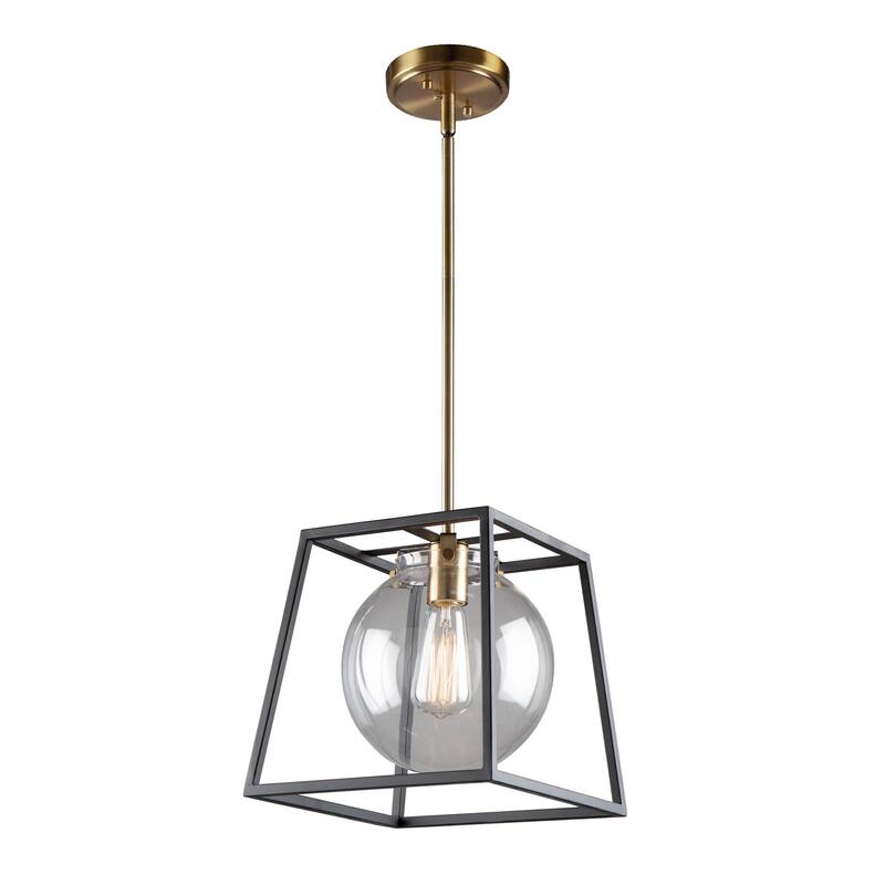 Bridegtown 1 Light Cage Pendant - Black & Harvest Brass