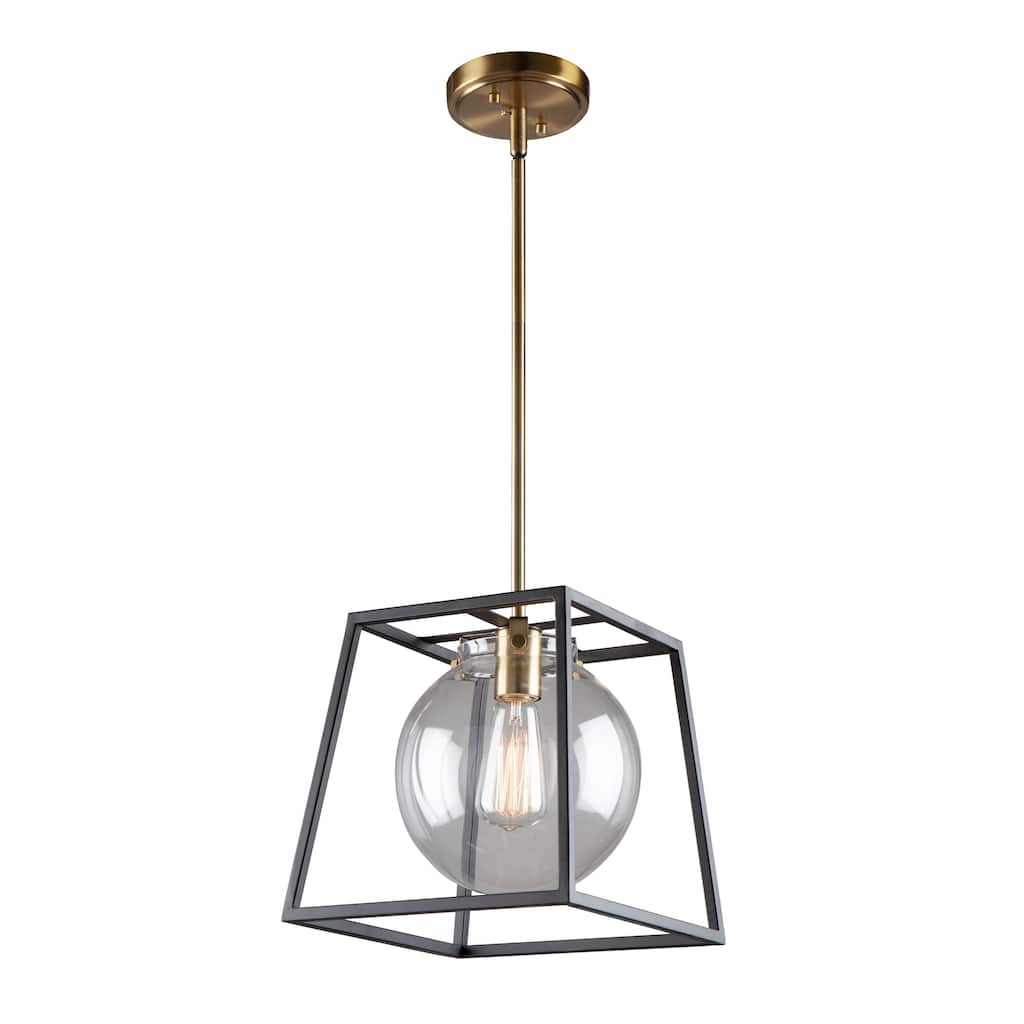 Artcraft Bridegtown - 1-Light Cage Pendant - Black/Harvest Brass - Black & Harvest Brass