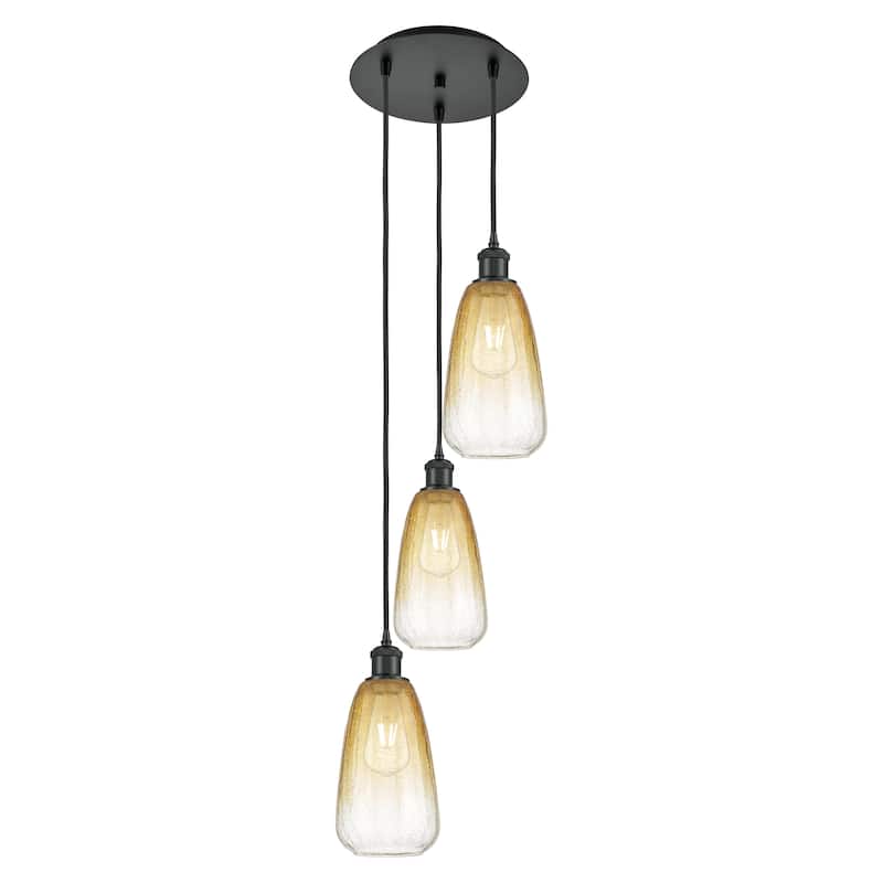 Innovations Lighting Endless Possibilities Ballston - Brookhaven Almond - 3 Light 13" Cord Hung Multi Pendant - Matte Black/Amber