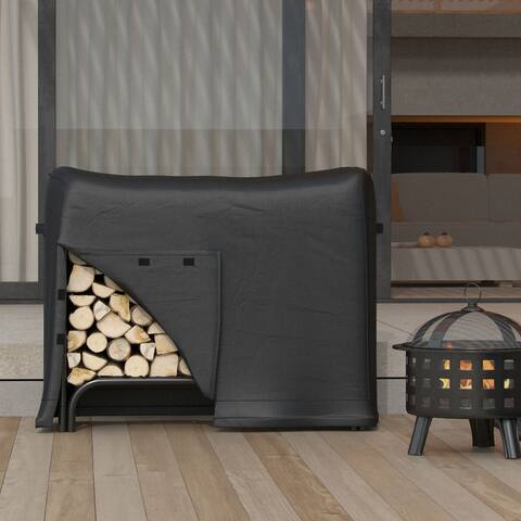 Regal Flame 4 Foot Black Water Resistant Firewood Log Rack Cover - 48"W x 14"D x 50"H