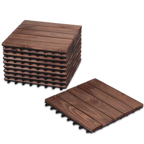 12 X Patio Pavers Floor Interlocking Wood Tiles Floor Interlocking Wood Patio Tiles