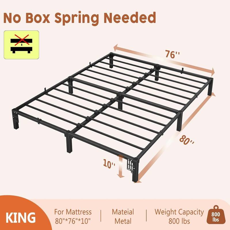 10 Inch Metal Platform Bed Frame Easy Assembly Bed Base for Bedroom and Home Use