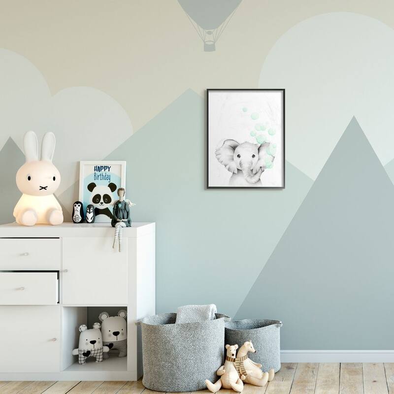 Stupell Cute Cartoon Baby Elephant Zoo Animal Painting,11x14, Design By Artist Studio Q - Grey
