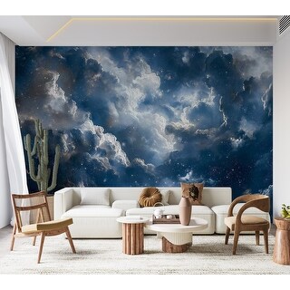 Peel & Stick Space Wall Mural - Clouds and Stars - Bed Bath & Beyond ...