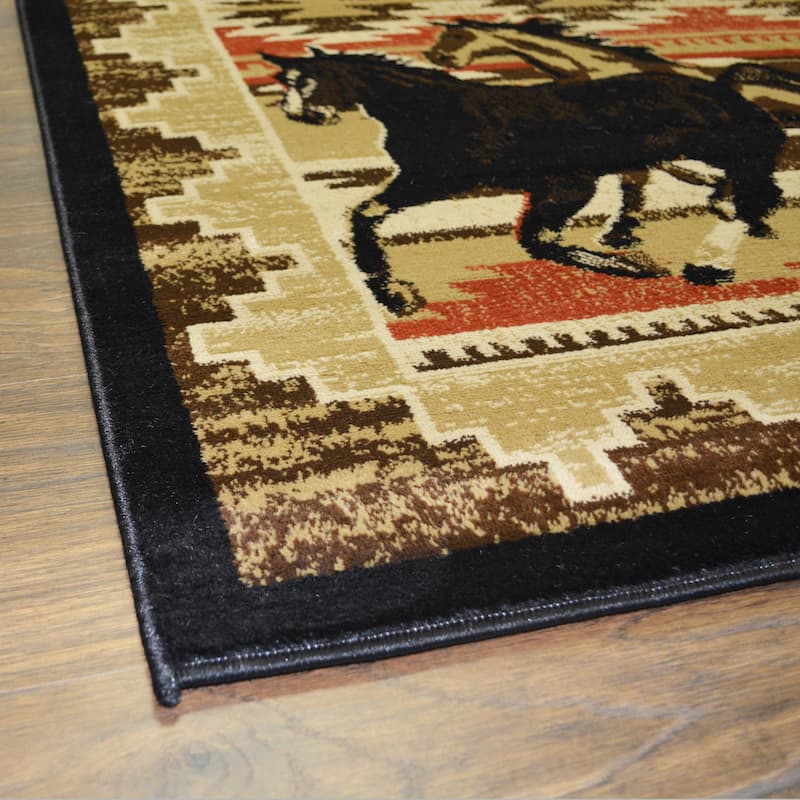 Lodge King Untamed Equestrian Horse Area Rug