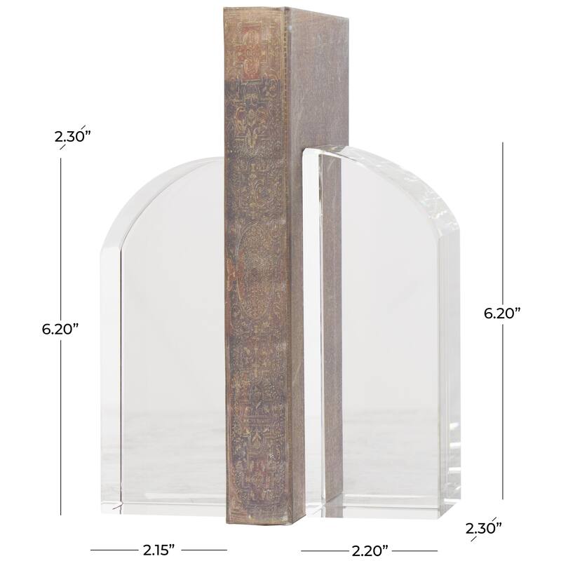Crystal Geometric Arched Bookends - Set of 2 Clear - Roche River Decor