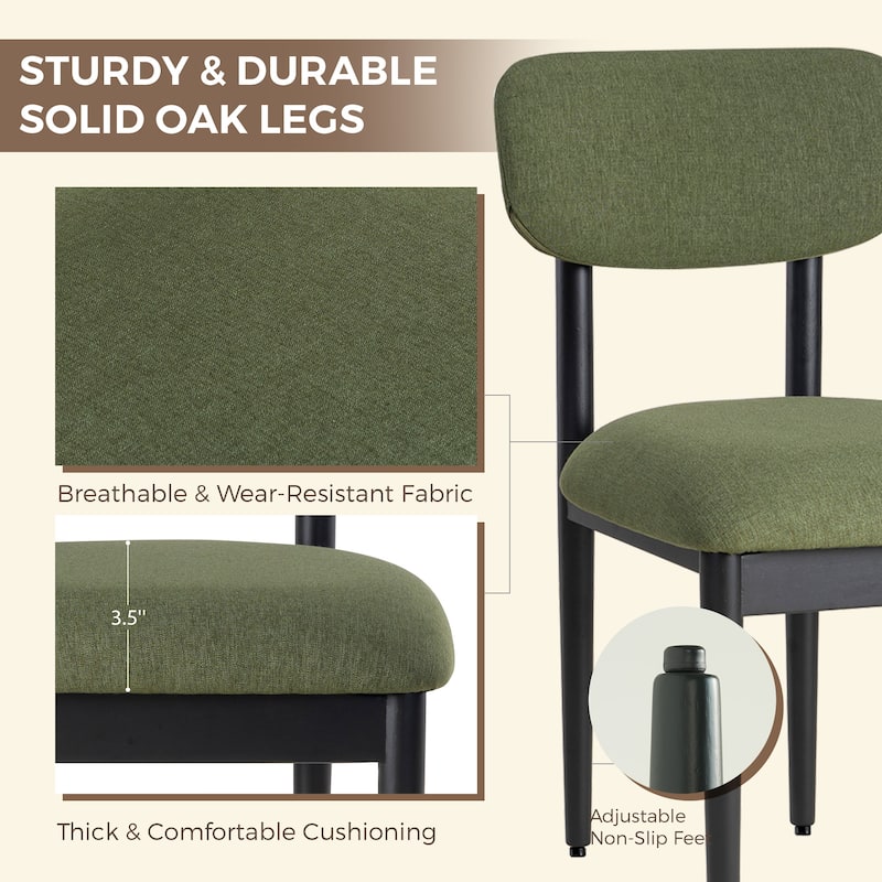 Modern Upholstered Dining Chair with Solid Wood Legs Side Chair for Kitchen Dining Room Living Room (Set of 2)