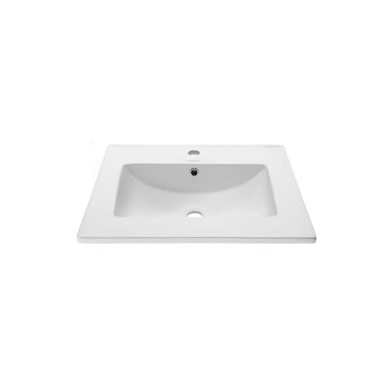 Swiss Madison Ceramic Vanity Top 24" with Single Faucet Hole - Glossy White