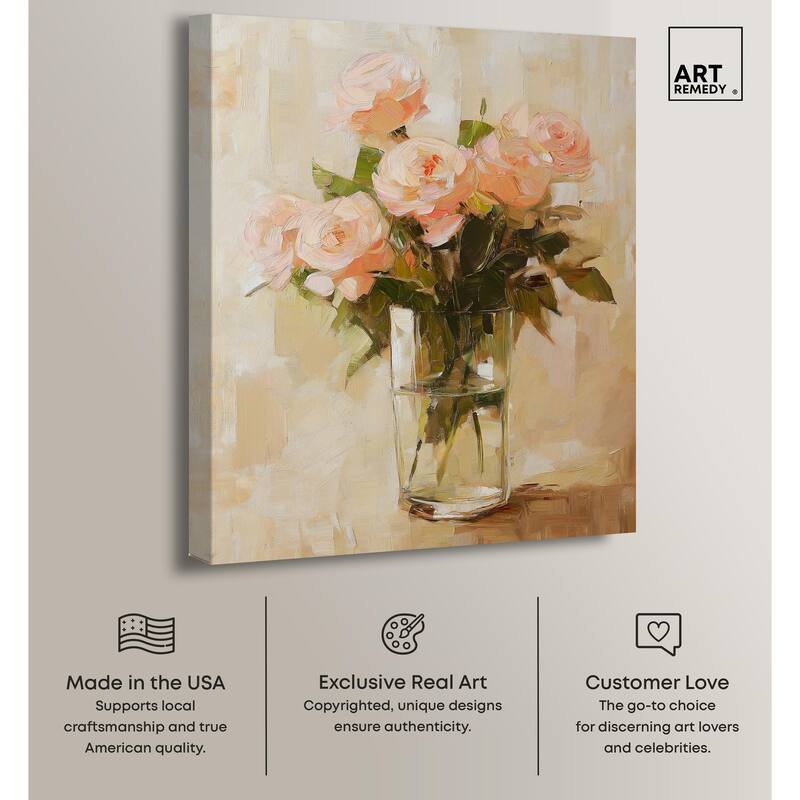 Soft Pink Blooms Canvas by Art Remedy, Gallery Wrapped