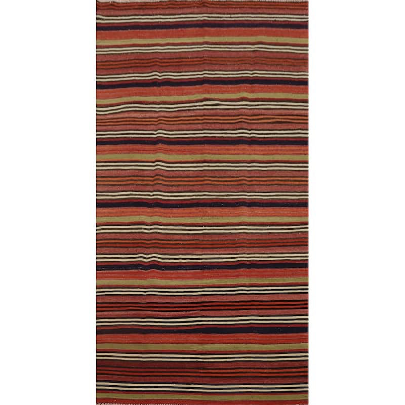 Hand Woven Oriental 100% Wool Carpet Southwestern Geometric Multi-Colored Kilim Area Rug - 10' 8'' X 5' 0''