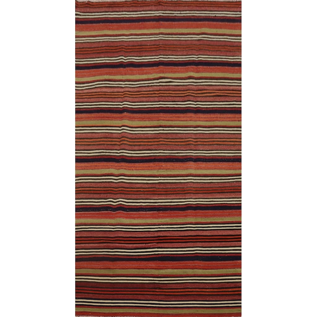 Hand Woven Oriental 100% Wool Carpet Southwestern Geometric Multi-Colored Kilim Area Rug - 10' 8'' X 5' 0''