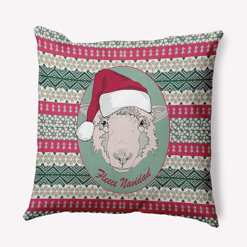 Fleece Navidad Christmas Accent Pillow - 16" x 16" - Green
