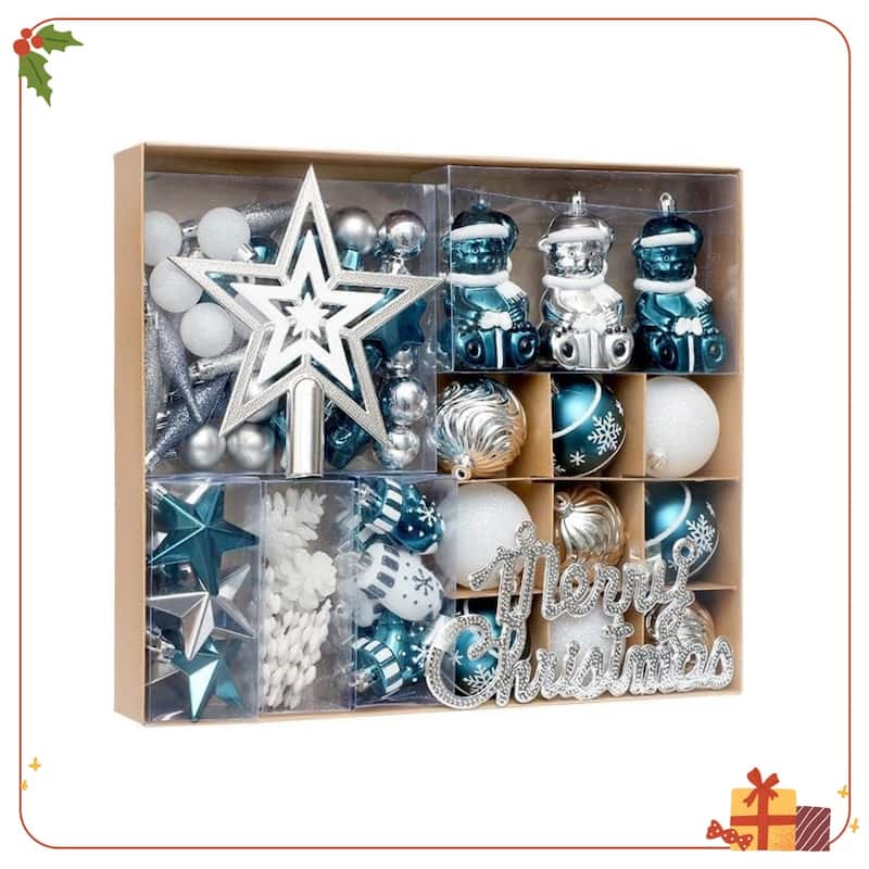 70 Pcs Shatterproof Christmas Balls Ornamentswith Hanging Loops - N/A - Blue