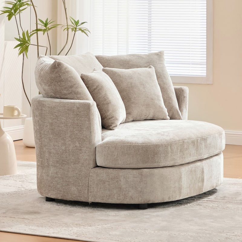55.1" W Accent Barrel Chair,Modern Oversized Sofa Chair with 5 Pillows