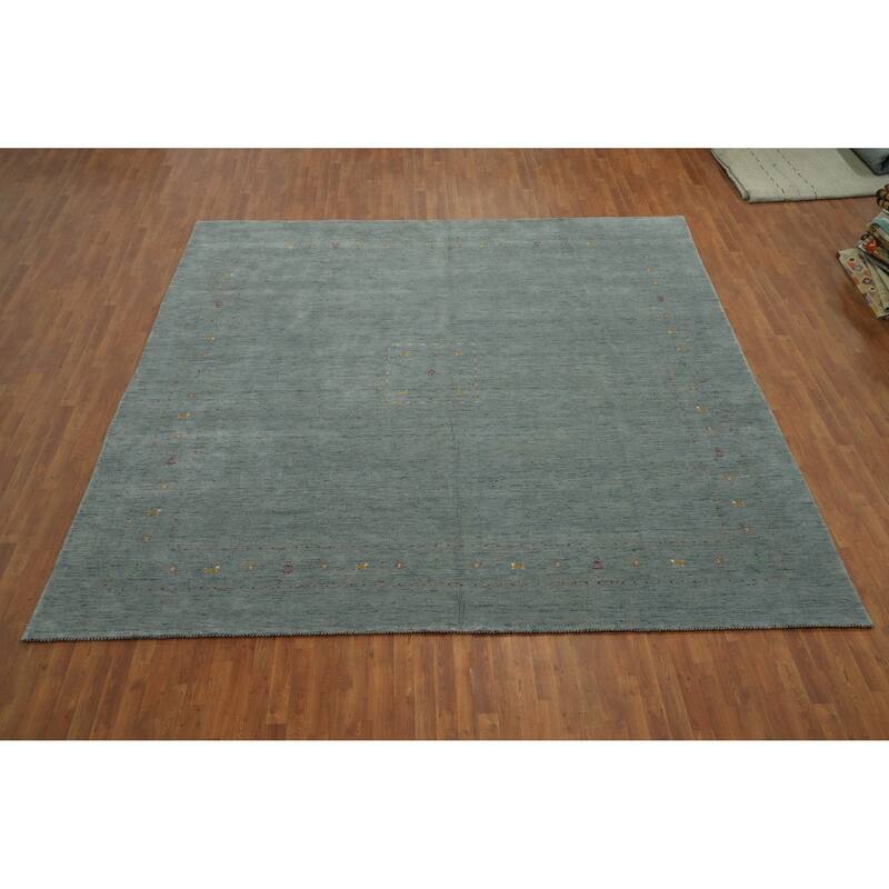 Hand Knotted Oriental 100% Wool Carpet Tribal Animal Pictorial Greys & Charcoal Gabbeh Area Rug - 11' 11'' X 11' 9''