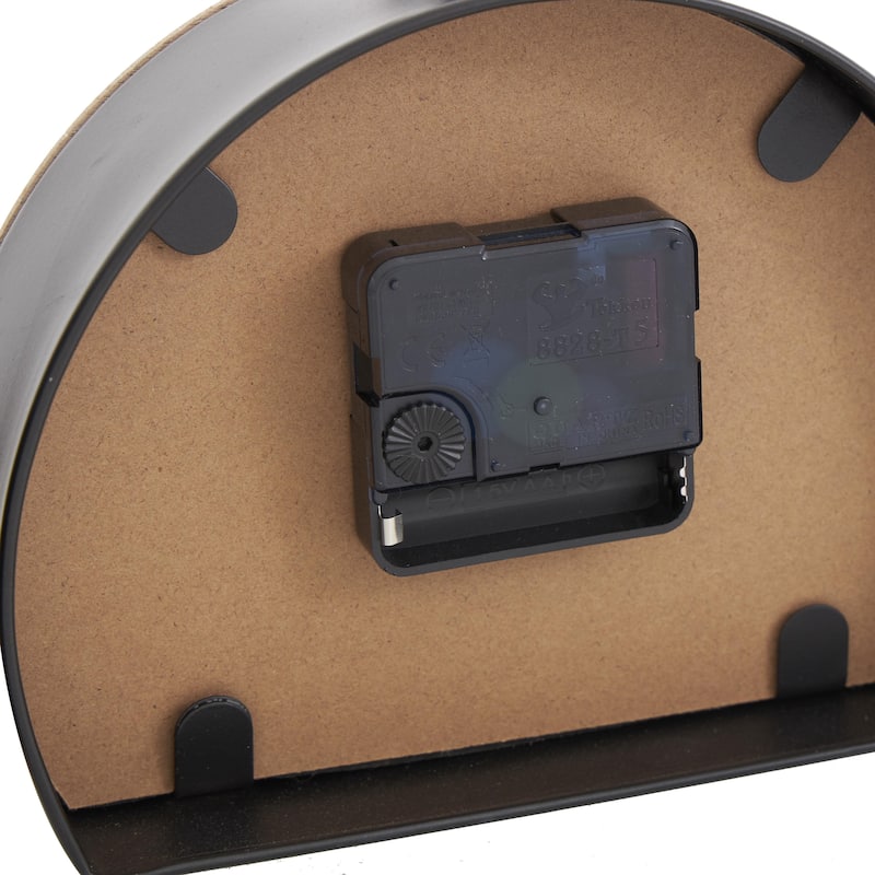 Wooden Semicircle Clock with Brown Wooden Frame and Ring Handle - Set of 2 Black - Roche River Decor