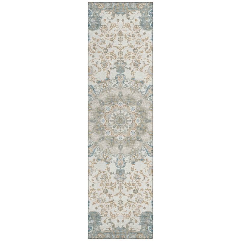 Machine Washable Indoor/ Outdoor Traditional Awaka Chantille Rug