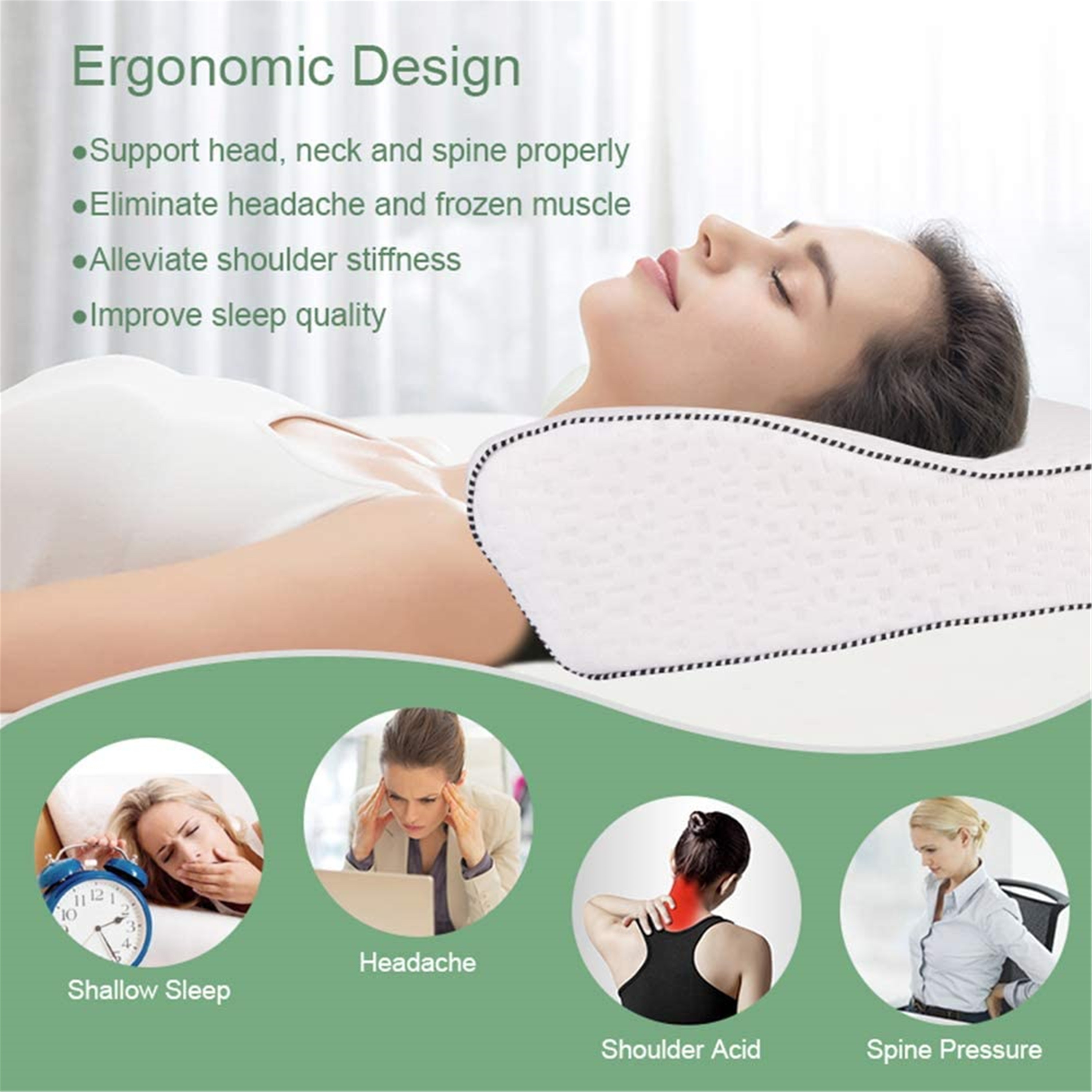 REOKA Cervical Pillow for Neck Pain Relief (Firm) Memory Foam