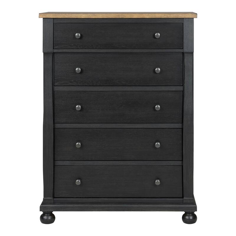 Furniture of America Lucan I 6-Piece Farmhouse Black Solid Wood Panel Bedroom Set