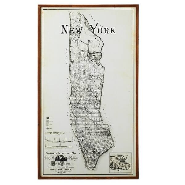 Shop Set Of 2 Black And White New York City Maps Framed Wall Decor