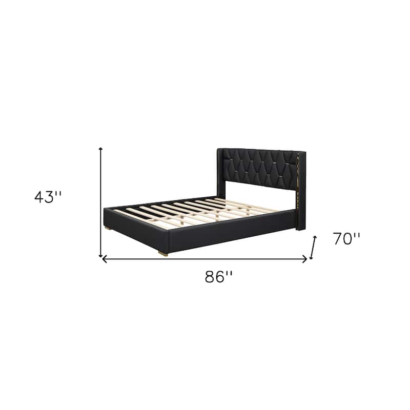 HomeRoots Black Tufted Upholstered Twin Bed Frame