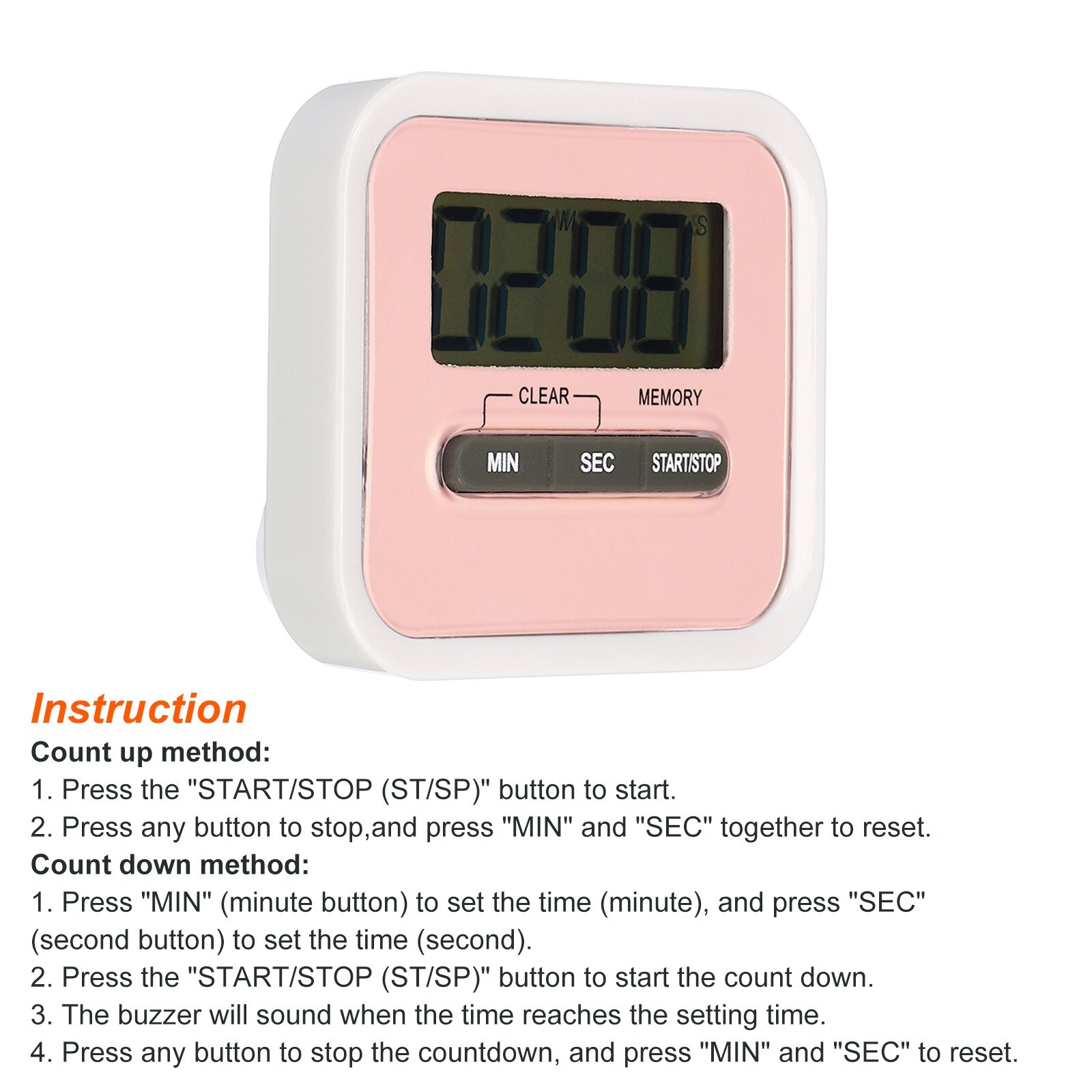 Digital Timer,1Pcs Small Count Down/UP Clock with Magnetic,Kitchen Timer  Pink - Bed Bath & Beyond - 36885954
