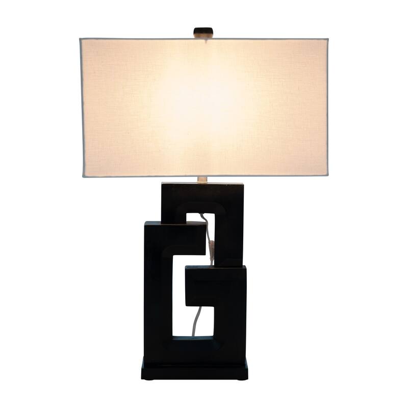 Sagebrook Home Modern Neutral Wood, 27"H Geometric Black Table Lamp - 18" x 10" x 27" - 18" x 10" x 27"