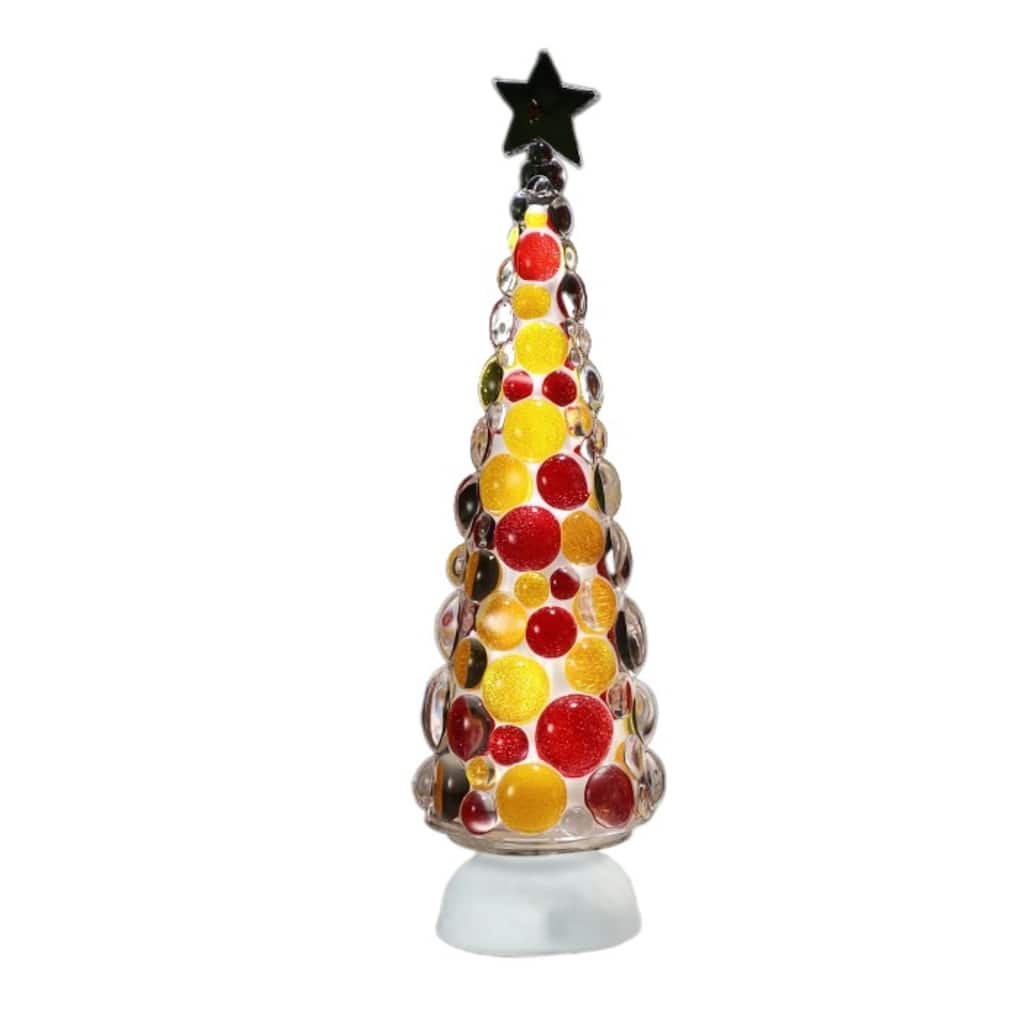 Set of 2 LED Lighted Christmas Ornament Tree Tabletop Decorations - 15" - Red and White