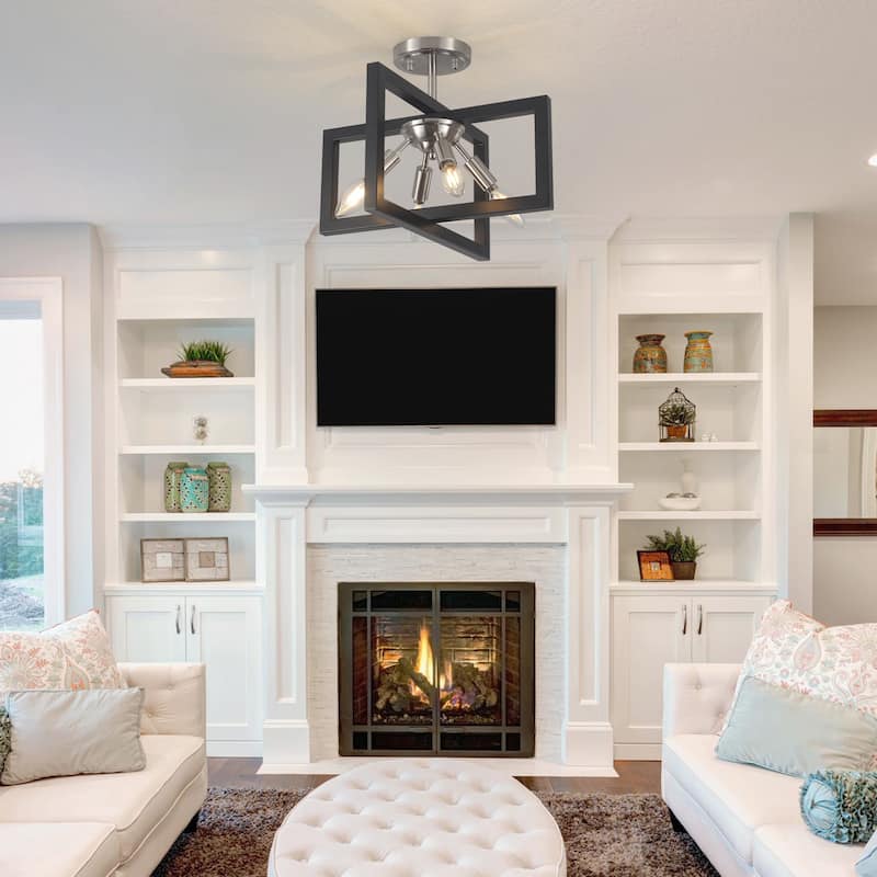 57.09-inch 56-light modern and stylish linear metal chandelier with crystal lampshades