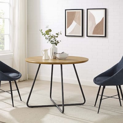 Wood Curved X-Base Round Dining Table