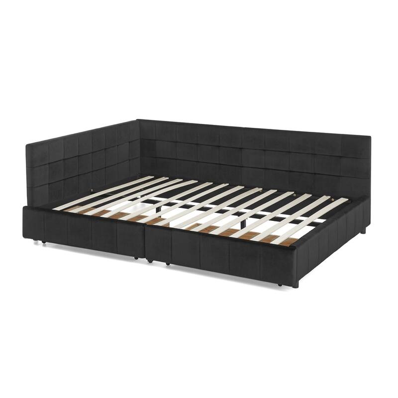 Bedroom Storage Upholstered Tufted DayBed With 2-Drawers
