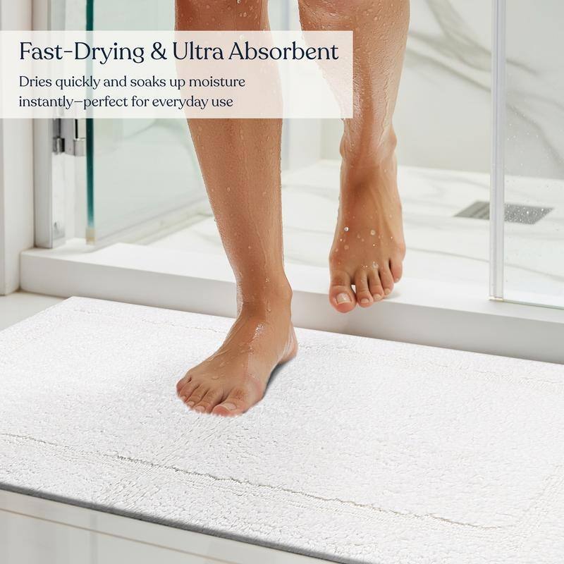 Delara Organic Cotton Reversible Bath Mat, 3000 GSM, GOTS Certified, Ultra-Thick & Super Absorbent, Quick-Drying Bathroom Rug