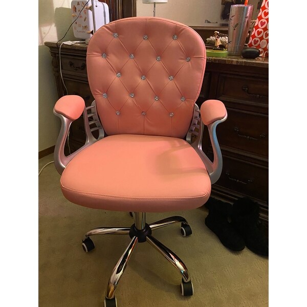 top product reviews for vinsetto vanity middle back office chair tufted backrest swivel rolling wheels task chair with height adjustable armrests 31629390 overstock