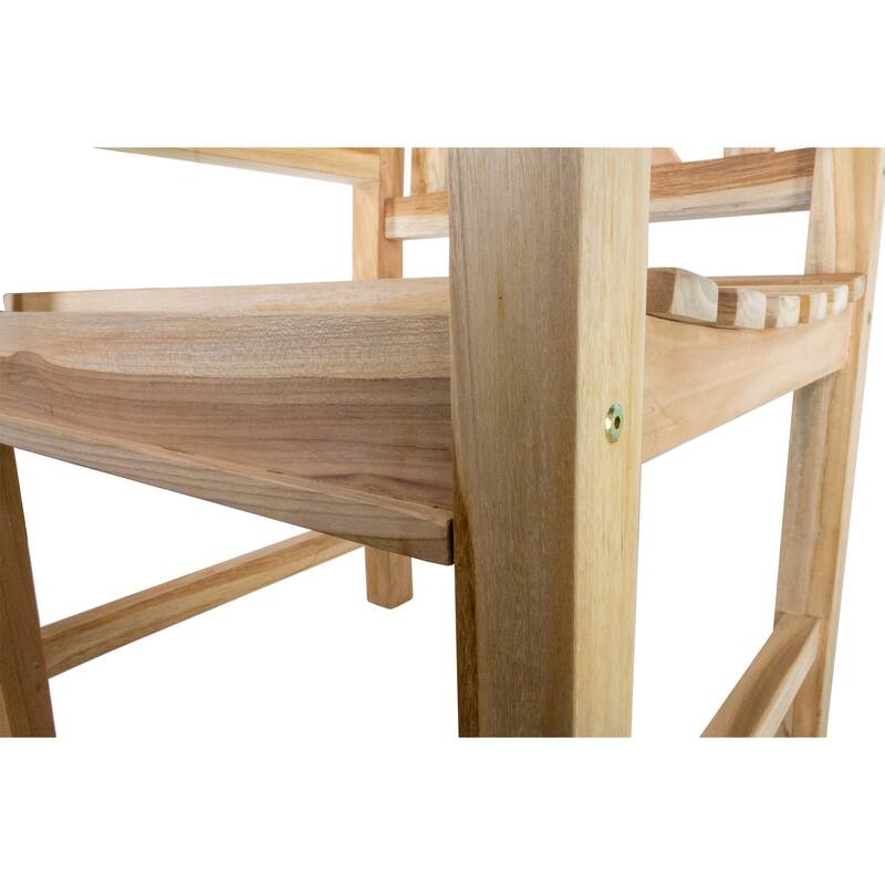 Nordic Style Teak Outdoor Natural Dining Chair with Arm Rests - 25.98" D x 23.62" W x 36.22" H
