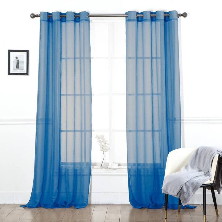 Manhattan Dolly Sheer Grommet Window Curtain Panel, 54x90 Inches - 54 x 90 Inches - Slate Blue