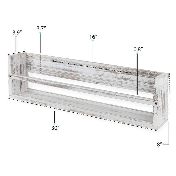 Wallniture Polynez White Wall Shelf, 30in Wood Hanging Shelves for Rustic Home Decor, Kitchen Wall Shelf, Bathroom Shelves, 2pcs