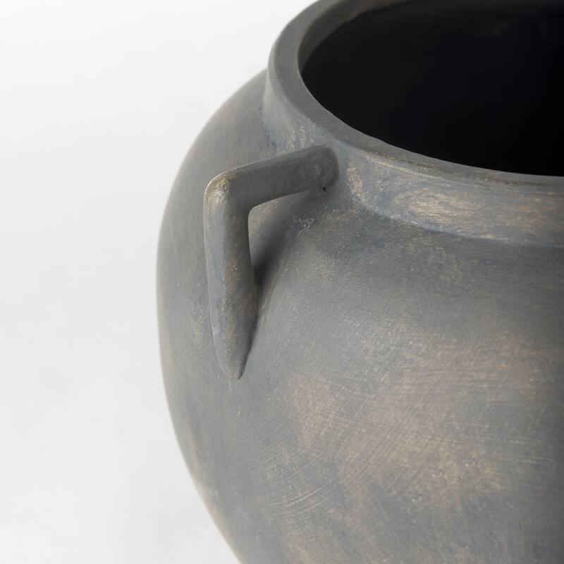 Kilian Dark Brown Ceramic Short Double Ear Vase