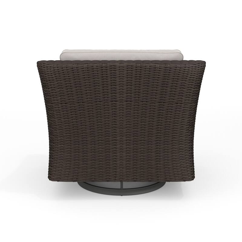Martha Stewart Outdoor Rattan Wicker Swivel Chair with All-Weather Cushions - 34"D x 32"W x 30"H