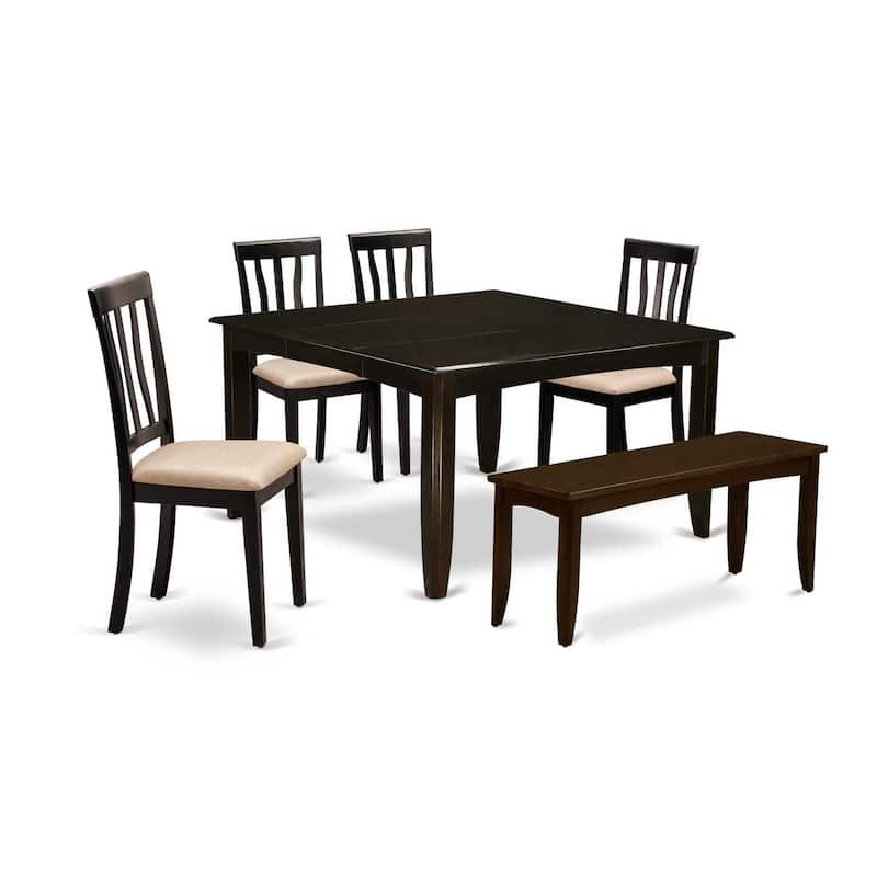 Dining Table Set - 54 Inch Kitchen Table with 8 Chairs - Cappuccino Finish