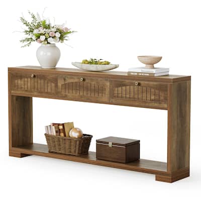 71'' Long Console Table with Drawers Farmhouse Sofa Table for Entry