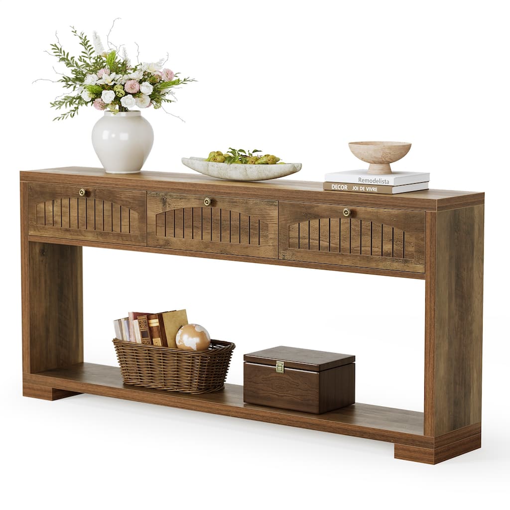 71'' Long Console Table with Drawers Farmhouse Sofa Table for Entry