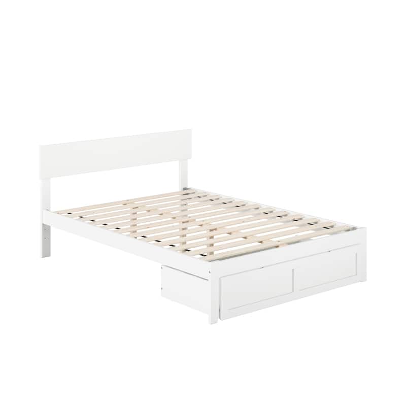 Full Bed with Foot Drawer - Modern Design, Slat Kit Included, No Box Spring Needed