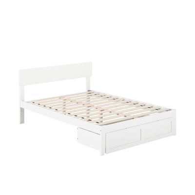 Full Bed with Foot Drawer - Modern Design, Slat Kit Included, No Box Spring Needed
