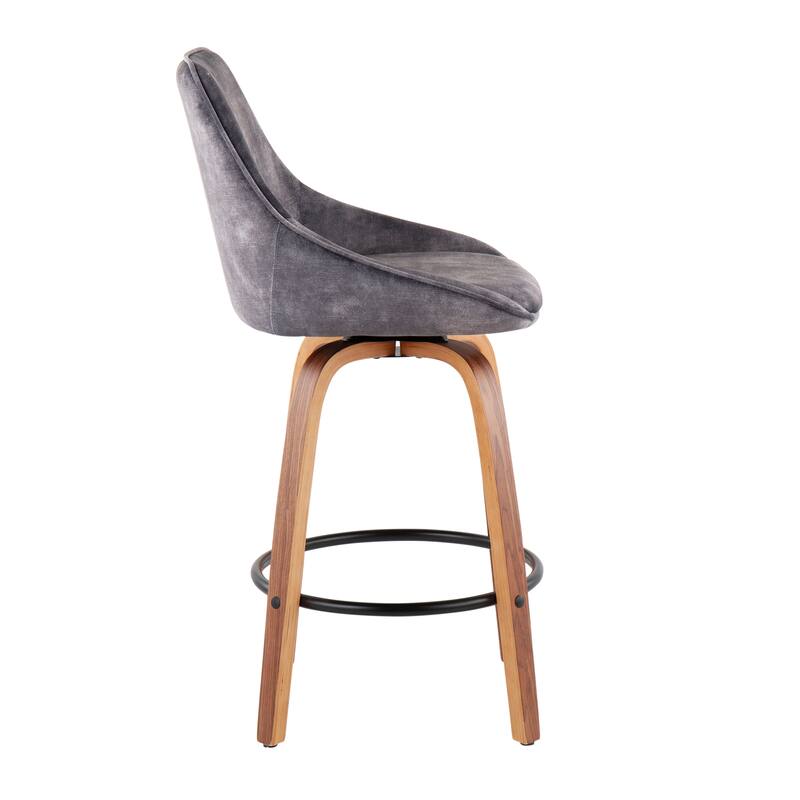 Carson Carrington Alba Velvet Counter Stool with Black Round Footrest (Set of 2)