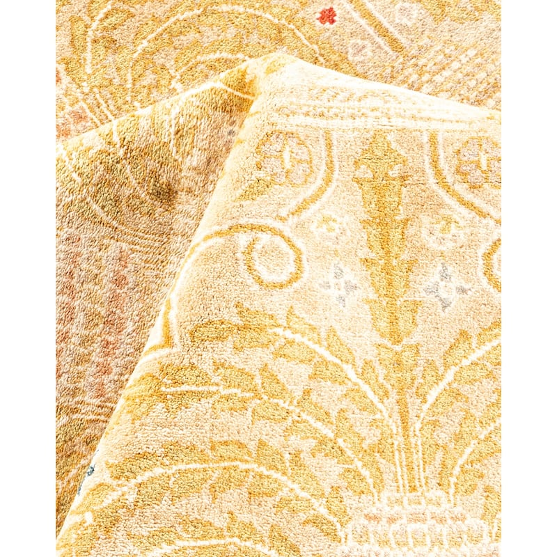 Overton Hand Knotted Wool Vintage Inspired Traditional Mogul Yellow Area Rug - 9' 1" x 12' 5"