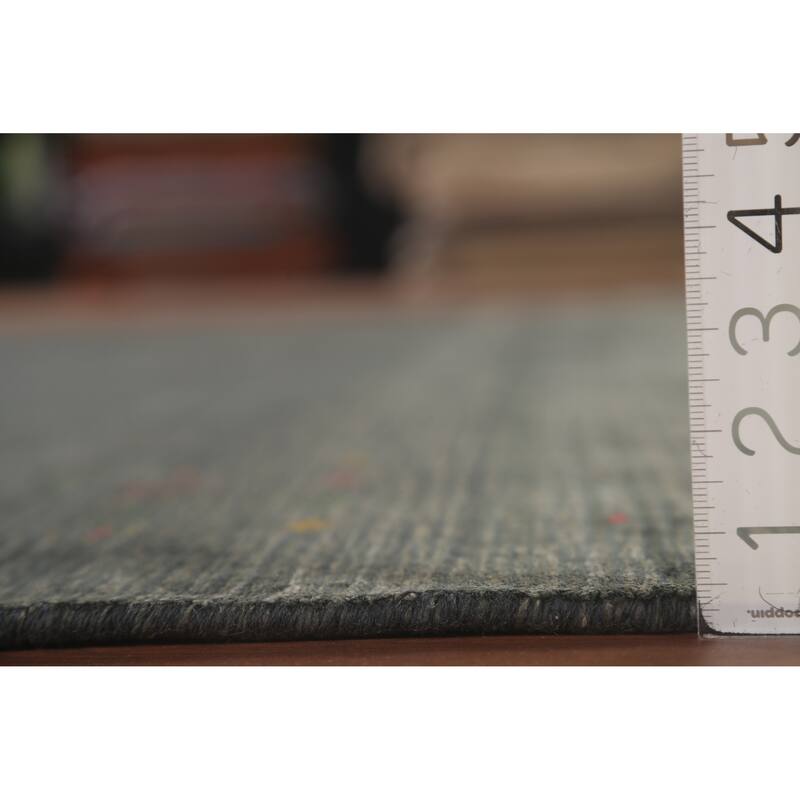 Gray & Green Gabbeh Oriental Area Rug Handmade Wool Carpet - 7'9"x 9'9"