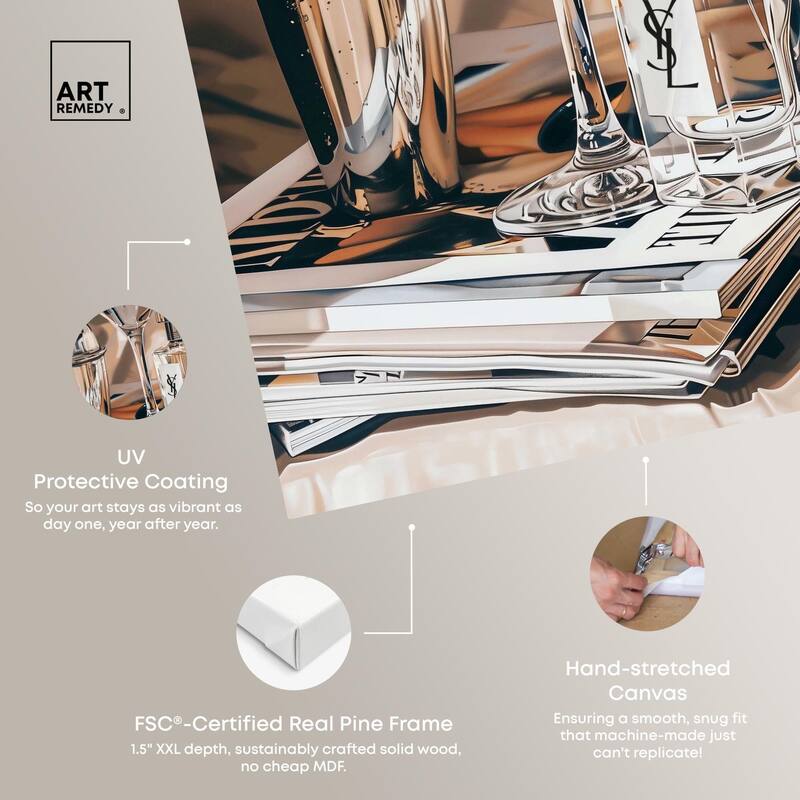 Martini Magazine Stack Canvas by Art Remedy, Gallery Wrapped