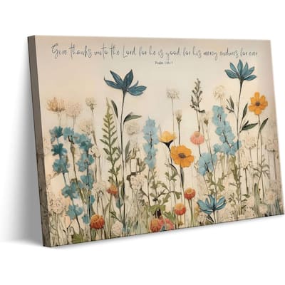 Christian Floral Scripture Canvas Wall Art