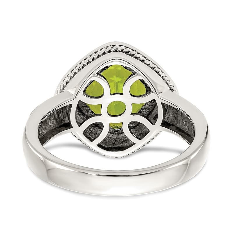 Curata 925 Sterling Silver Bezel Polished With 14k Peridot Ring