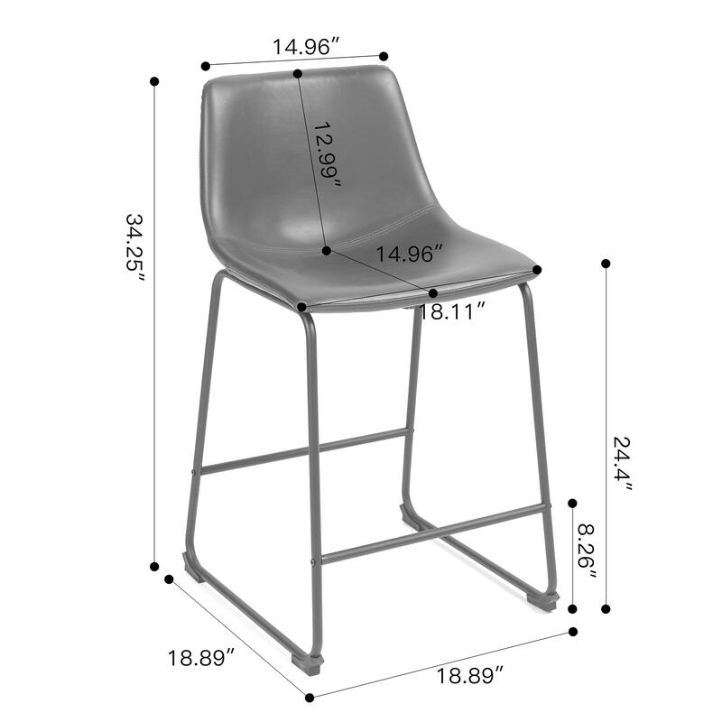 Carbon Loft Richard Faux Leather and Iron Counter Stool (Set of 2)